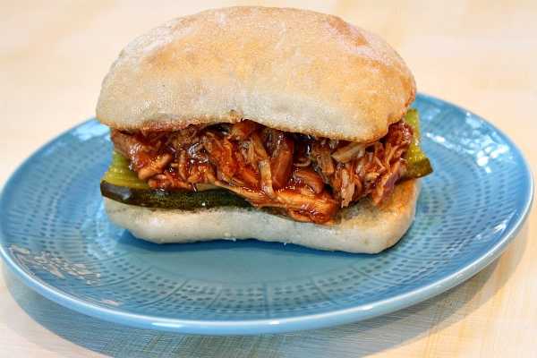 Pulled barbecued chicken sandwiches